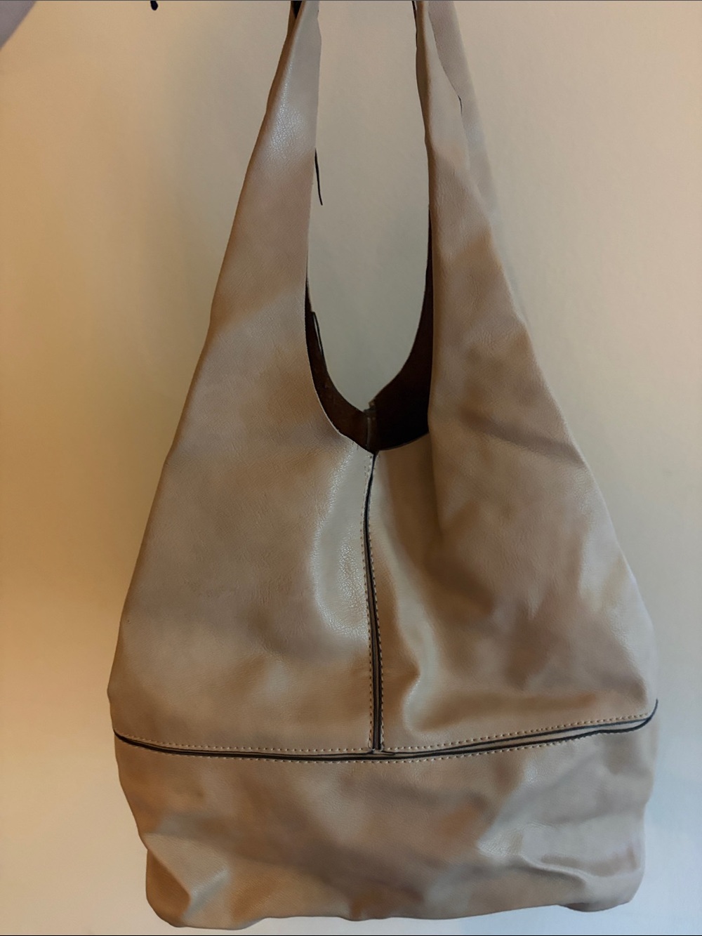 MANGO TOUCH Minimalist Slouchy Hobo Shoulder Bag Cream Beige